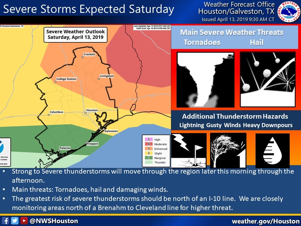 April 13 Severe Weather Alert from NWS Houston Galveston Emergency