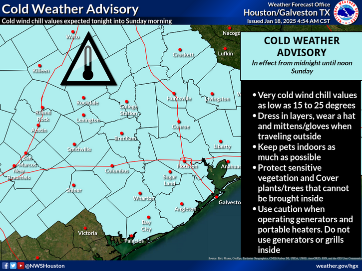 Cold temperatures and gusty winds expected tonight into tomorrow morning. Wind chills are expected to drop into the 15 to 25 degree range by morning.