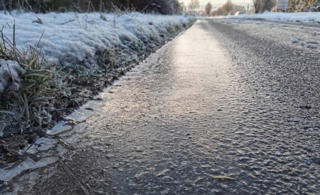 Road with ice on it