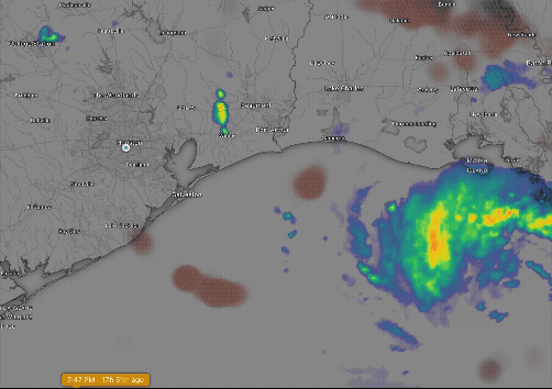 Animation showing Edouard making landfall east of Houston