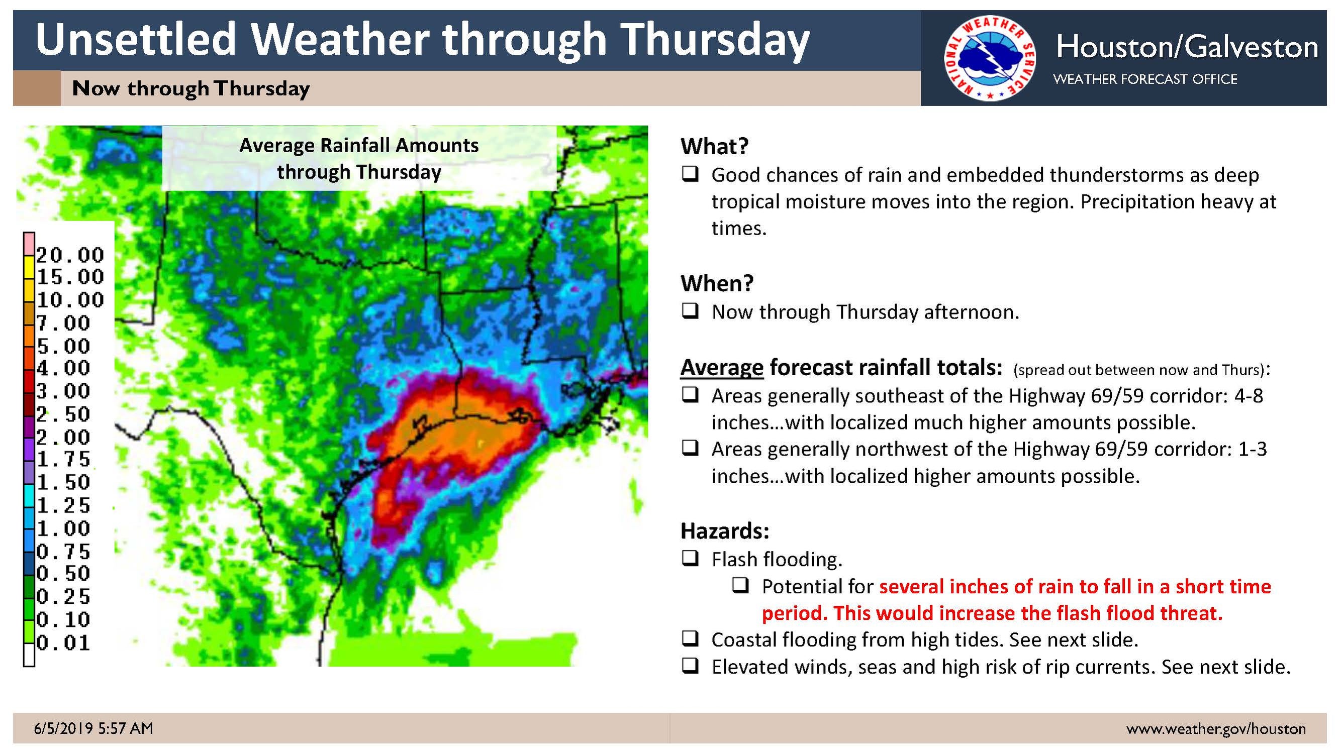 Flash Flood Watch Until 10 pm 6/5/2019